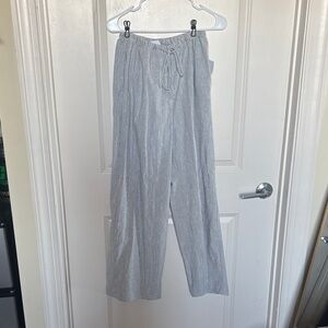 Grey Stripped Linen Pants